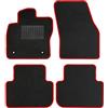 moto-MOLTICO Tappetini auto - Tappetini in velluto per auto per Omoda 5 2022 - Set di 4 tappetini per auto neri con cuciture decorative rosse