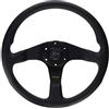 MOMO Volante Tuner | Impugnatura in pelle nera da 350 mm | 3 razze anodizzate nere spazzolate | Misura universale | Adattatore richiesto | Design ispirato alle gare