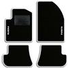 QUEMAR Tappetini Auto compatibili con Ford Fiesta MkV 5 serie 2002-2008/ Kit Tappeti Moquette e Gomma su Misura (Set 2 Anteriori + 2 Poster.)/Ricami e Colori Personalizzati (2 Ricami, Bordo Bianco)