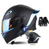 SONGDIQI Casco Modulare Moto Bluetooth Integrato, Casco Moto con Integrale con Doppia Visiera, Casco Integrato Apribile Omologati ECE(C2,M(57~58cm))