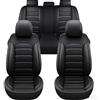 FIENZA Coprisedili Auto per Peugeot 2008 206 207 207 SW 208 3008 307 308 308 SW 508 508 SW Pelle Traspirante Antiscivolo Rivestimenti Anteriori Posteriori Comfortevoli,Compatibili con Airbag,Nero