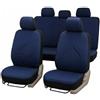 Auto Accessori Lupex Set 9 Pezzi Coprisedili Auto Universali Made in Italy, Tessuto Poliestere, Fodere Protettive Anteriori e Posteriori con Zip per Sedili anche Frazionabili, Blu Royal