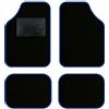 QUEMAR Tappetini Auto Universali per utilitarie e city car / 13 Colori Personalizzati/Kit 4 Tappeti in Moquette e Gomma su Misura/Set 2 Anteriori + 2 Posteriori (Bordo Blu)
