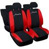 Auto Accessori Lupex - Coprisedili auto compatibili per Matiz, nero rosso, Made in Italy, tessuto poliestere, set copri sedili completi, con ricamo nome modello