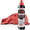 detailmate Set di lucidatura per la Cura Auto - Car Care: Menzerna Pasta abrasiva Heavy Cut Compound 400, 250 ml - rimuovi Graffi + Panno Spesso Microfibra, 40x40cm, 550 gsm