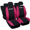 Auto Accessori Lupex - Coprisedili Auto Compatibili per Panda Seconda 169 e Terza 319 serie, Made In Italy, fodere sedili anteriori e posteriori (Nero/Fucsia - schienale posteriore 50e50)