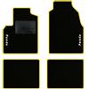 QUEMAR Tappetini Auto per Panda II 2003-2011, Bordo Giallo, 2 Ricami | Kit Tappeti Moquette e Gomma su Misura / Set 2 Anteriori + 2 Posteriori / Ricami e Colori Personalizzati / Antiscivolo