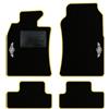 QUEMAR Tappetini Auto compatibili con MINI R50 R52 Cabrio R53 2001-2007/ Kit Tappeti Moquette e Gomma su Misura (Set 2 Anteriori+2 Poster.)/ Ricami e Colori Personalizzati (Bordo Giallo, 2 Ricami)