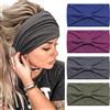 Kavya 4 Pezzi Fasce Per Capelli Donna,Kavya Larga Fascia Capelli Elastici Stampa Leopardata Boho Alla Moda Stampa Floreale Accessori Capelli Per Lavoro Quotidiano Yoga(E)