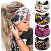 Kavya 4 Pezzi Fasce Per Capelli Donna,Kavya Larga Fascia Capelli Elastici Stampa Leopardata Boho Alla Moda Stampa Floreale Accessori Capelli Per Lavoro Quotidiano Yoga(B)