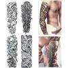 Konsait Full size braccio Tatuaggio Temporaneo corpo tattoo Adesivi impermeabile tatuaggi temporanei per adulti, uomo, donne, Leone, cranio morto, Aquila (4 fogli)