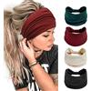 Kavya 4 Pezzi Fasce Per Capelli Donna,Kavya Larga Fascia Capelli Elastici Stampa Leopardata Boho Alla Moda Stampa Floreale Accessori Capelli Per Lavoro Quotidiano Yoga(I)