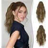 RUWISS Coda Capelli Extension con Pinza, Coda Finta Capelli Ricci 35 cm Coda Capelli Extension Ondulate Sintetici Coda di Cavallo per Donne (Castano mèches Biondo Cenere)
