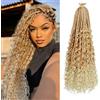 Saisifen 8 Pacchi Boho Dea Box Trecce Capelli All'uncinetto per Le Donne Nere, Pre-ciclo Bohemian Micro Trecce Con Capelli Ricci T27-613 Biondo Ombré 14 Pollici(35cm)