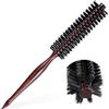 DOPENSPI Spazzola rotonda con setole di cinghiale, 4 cm, mini spazzola tonda con setole rotonde, spazzola per capelli portatile con manico in legno, spazzola per capelli corti, capelli lunghi, frangia