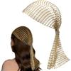 TIHNY fascia testa effetto maglia metallica donna, 90 cm elastica, rete strass traforata, accessorio capelli stile turbante per feste, Oro