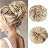 BELEVO Chignon - Parrucca bionda da donna per capelli ondulati e ricci, 55 g (Blonda cenere)