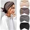 Kavya Fascia Capelli Donna Cerchietto Capelli Donna 4 Pezzi - 7'' Extra Large Elastico Boho, Turbante Fasce per Capelli Bandana Headband per Yoga, Skincare e Lavoro Quotidiano