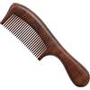COSFAN Pettine per capelli in legno di sandalo fatto a mano, pettine in legno di sandalo in oro nero, Pettine in legno a denti fini per capelli ricci, pettine in legno vintage con manico