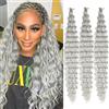 Saisifen Capelli All'uncinetto Ocean Wave per Donne Di Colore 3 Pezzi Estensioni Trecce Boho Goddess Capelli Sintetici Ricci per Trecce 61 CM(24 Pollici) #Grigio