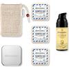 Störtebekker Shaving Accessories Störtebekker® Premium - Set di routine doccia - Shampoo fisso anti-forfora (x3), sacchetto in sisal, contenitore per sapone + crema giorno - Set shampoo bar per la cura dei capelli/della doccia