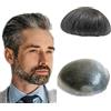 N.L.W. Parrucca Uomo PU Toupet Pezzi di Capelli Umani Europei per Gli Uomini Sostituzione dei Capelli Sistema 8×10 Pollici Parrucche 0,06 Centimetri di Spessore Uomini Parrucca #Bianco e nero