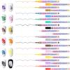 Guniata 24 penne, 12 colori per unghie, set di matite per nail art 3D, graffiti, linea fai da te, graffiti, per nail art, pittura, fodera, pennello (24 penne, 12 colori)