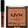 NYX Professional Makeup Can't Stop Won't Stop Correttore Tonalità 19 Mocha Liquido Multiuso 3,5ml + Cipria Tonalità 08 Mocha Polvere Opacizzante Levigante Finish Matte Lunga Tenuta - Set da 2