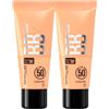 Maybelline New York Fit Me BB Cream Nude Colore 30 SPF 50 Idrata Protegge la Pelle Copre le Imperfezioni Finish Naturale e Luminoso - 2 Flaconi da 30ml