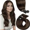 LaaVoo Extension Capelli Veri Cheratina Marrone Cioccolato 45cm 50g 50 Ciocche, Invisibili e Naturali, Setosi e Lucenti,per Look alla Moda Colore 4