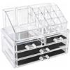 vetrine in rete Vetrineinrete® Organizer per trucchi e pennelli per rossetti scatola trasparente con cassetti e scomparti organizzatore per cosmetici espositore vari modelli (4 cassetti) D58