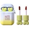 Generic Set di trucco per labbra, impermeabile, a lunga durata, velluto, idratante, lucidalabbra, cuffie, bicolore, gloss per labbra, rossetto antiaderente, set regalo di trucco per labbra per ragazze UUf383