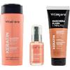 Vitalcare | Gift Set Keratin, Confezione Regalo con Shampoo 250ml, Cristalli Liquidi 50ml, Maschera Flash 1 Minuto, per Trattamento Intensivo Rinforzante con Cheratina e Arginina