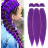 Generisch Capelli viola da intrecciare, 26 pollici, sintetici, 132 cm, 3 pezzi, per acconciature creative e feste di Halloween