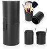 Tissting Supporto per Pennelli da Trucco, Porta Pennelli Vuoto in Pelle PU Plaid con Fibbia, Custodia Make Up Può Contenere da 10 a 18 (Nero)