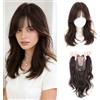 EREE HAIR Topper per capelli da donna con base in seta riccia da 45,7 cm, con capelli diradati, 9 x 11,9 cm, dall'aspetto naturale, con clip nella parte superiore, per uso quotidiano,frangia francese