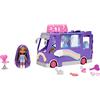 Barbie - Barbie Extra Mini Minis, Bus Popstar playset con veicolo e bambola, bus da tournée espandibile, abiti e accessori, giocattolo per bambini 3+ Anni, HKF84