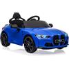 GarveeHome Auto Elettrica Bambino Auto 12V, Telecomando 2.4G, Illuminazione a LED, Musica, Cintura di Sicurezza, Porte Doppie, Porta USB - 3-8 anni, Blu