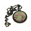 Handmade Collana fenicotteri resina verde anice rosa ottone regali personalizzati Natale amici madre compleanno cerimonia matrimonio festa della mamma