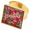 Generic Anello SAKURA resina Giappone cherry blossom regolabile quadrato 17mm ottone oro fine 24K rosso bianco rosa verde natale festa meres nonne compleanno personalizzato matrimonio