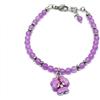 Generico Bracciale viola del pensiero - bracciale donna con perle di calcedonio viola da 4 mm e fiore
