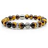 Handmade Bracciale Occhio Di Tigre Bracciale Con Perline Classe A+ Perline Sfera 8mm In Acciaio Inossidabile (strass)