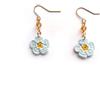 Meraki Studio Orecchini fiore da donna, orecchini nontiscordardimé con perline di vetro, azzurro/giallo, Gioielli all'uncinetto, boho chic, Made in Italy, Bijoux da donna, Lavorazione Artigianale