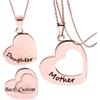 Hsumonre Collana con ciondolo a forma di cuore con incisione in lingua inglese "Mother Daughter", regalo di Natale, in acciaio inox, colore argento e Acciaio inossidabile