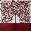DORON ARTE QUADRO MODERNO ASTRATTO DIPINTO A MANO TELAIO GALLERY BORDI DIPINTI - ALBERO DELLA VITA - 60x60x4 cm -RIF194