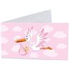 Handmade 40 Bigliettini Bomboniera Personalizzati Sacchetti Confetti - Battesimo Nascita Compleanno pretagliati Cicogna Bimba