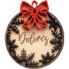 FranJohnsonHouse Palline di Natale personalizzate con nome, Decorazione dell'albero di Natale, Regali per la famiglia, Decorazioni per l'albero, Ornamento legno e acrilico, Nastro tagliato al laser in rosso (Style 2)