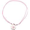 Generic Collana cordino cerato con fiore bianco e rosa