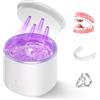 QCHMM Pulitore Ultrasuoni Ricaricabile, Portatile Pulitore ad Ultrasuoni per Dentiere, Allineatori, Gioielli, Protesi, Retainer, Vassoi Sbiancanti, Ultrasonic Cleaner con 3 Modalità, 49000HZ