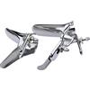 Peadxuno Speculum vaginale in acciaio inox espansore bidirezionale con manico lungo regolabile, clip di espansione in metallo riutilizzabile (2 pezzi, lungo + corto)